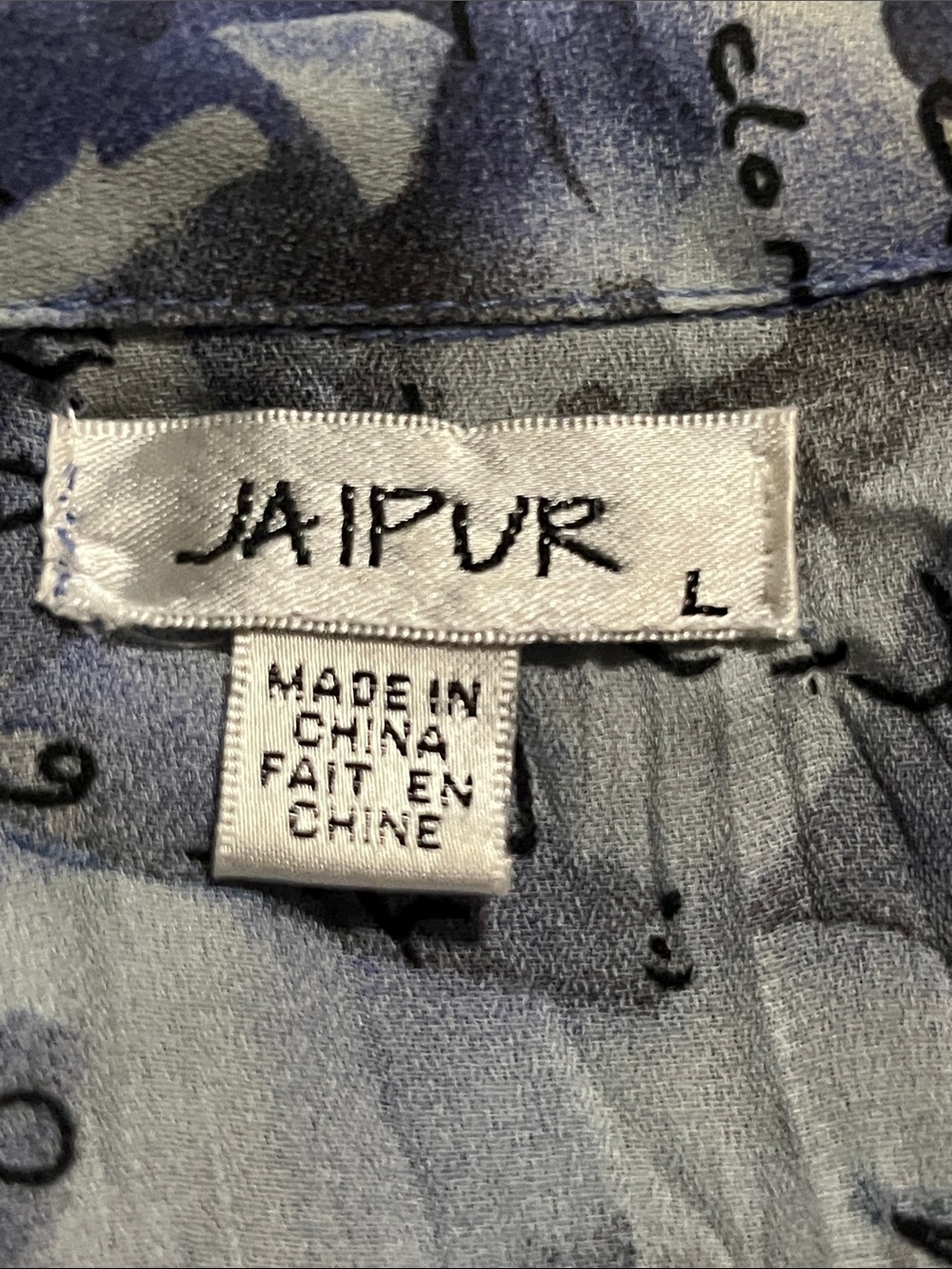 Jaipur Blue & Light Blue Script Ruffle V-Neck Blouse - Picture 5 of 8